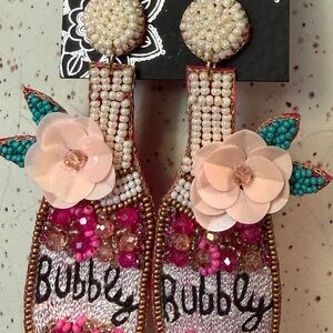 Beaded Bubbly Earrings with Floral Accents